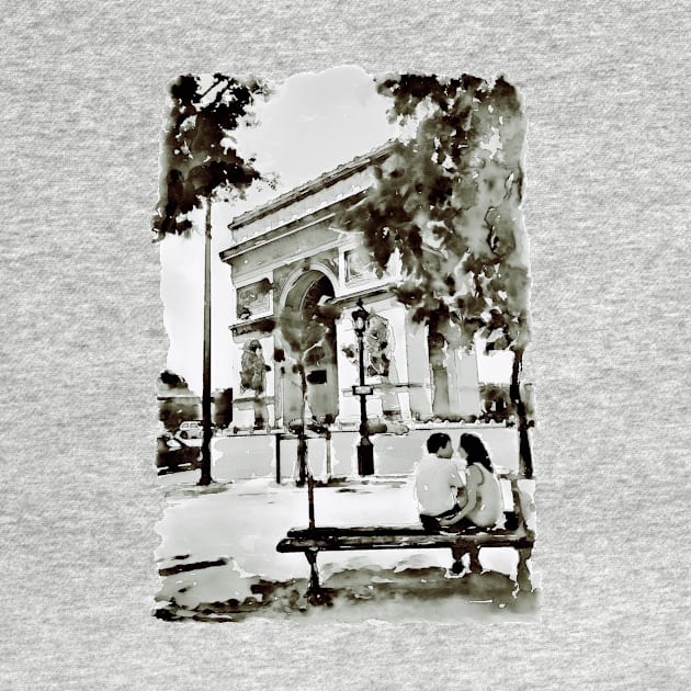 The Arc de Triomphe Paris Black and White by Marian Voicu